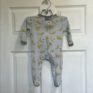 Burt's Bees Baby Blue and Yellow Footies with Banana Pattern